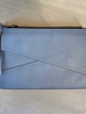 Botkier New York Light Blue Pebbled Leather Wristlet Pouch Clutch